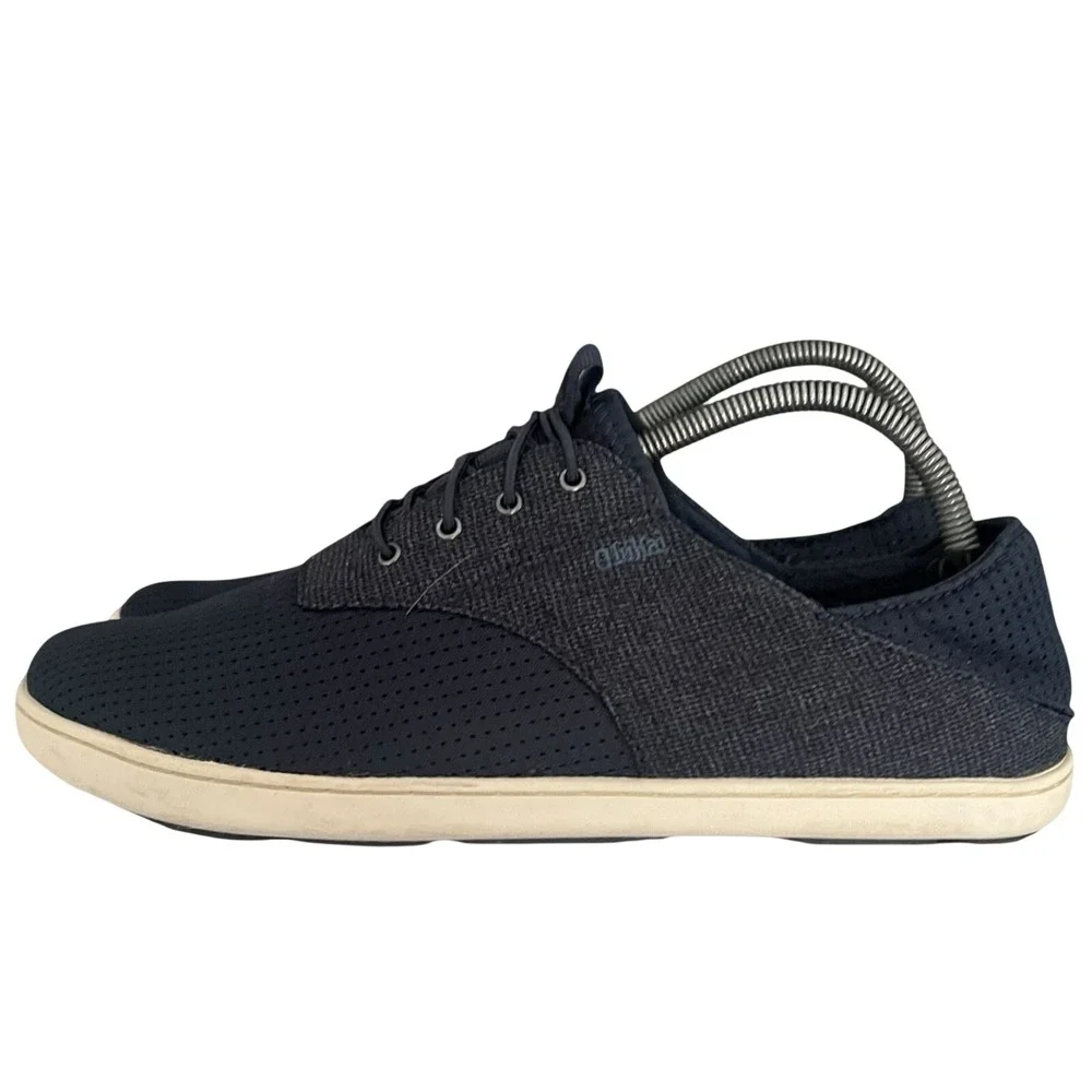 OluKai Nohea Moku‎ Mens 9 Night Navy Blue Mesh Boat Shoes Sneakers 10283-6H6H
